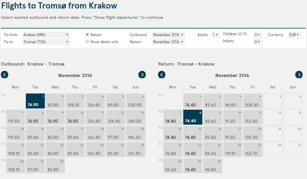 2016-05-12 15_56_19-Flights to Tromsø from Krakow - Book cheap flights to Tromsø - Norwegian.com