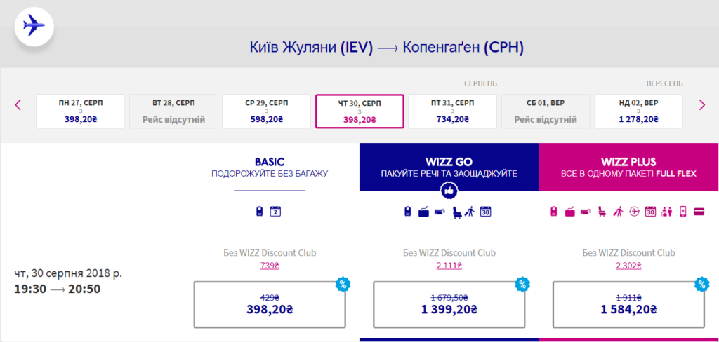 знижка wizzair